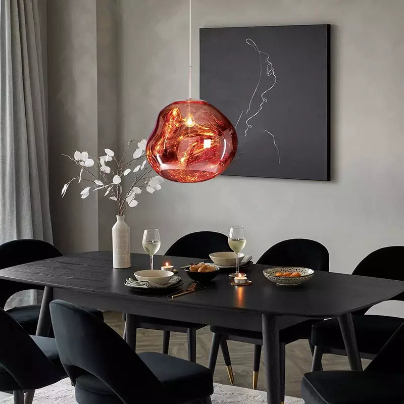 Lámpara de techo de cristal orgánico – Acabado ahumado escultural – Lámpara colgante moderna de 19 pulgadas para comedores y salas de estar – Casquillo E27 – Reflectiv | Thomler
