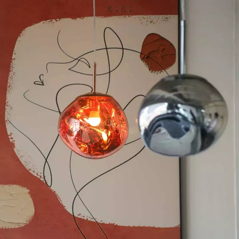 Lámpara de techo de cristal orgánico – Acabado ahumado escultural – Lámpara colgante moderna de 19 pulgadas para comedores y salas de estar – Casquillo E27 – Reflectiv | Thomler