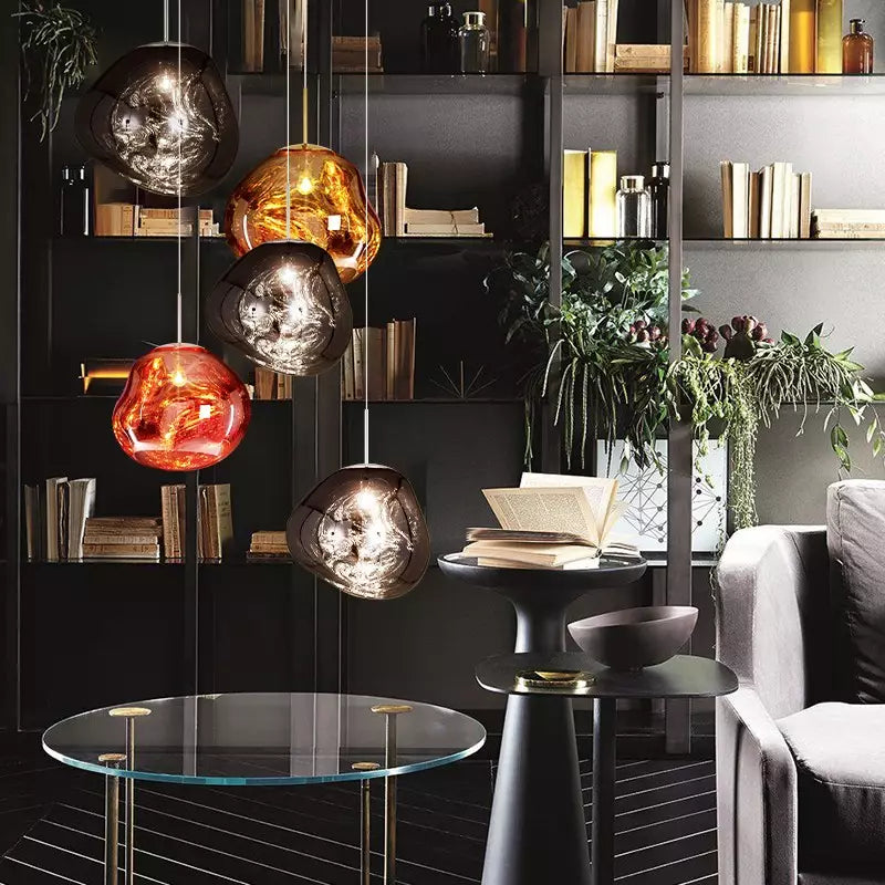 Lámpara de techo de cristal orgánico – Acabado ahumado escultural – Lámpara colgante moderna de 19 pulgadas para comedores y salas de estar – Casquillo E27 – Reflectiv | Thomler