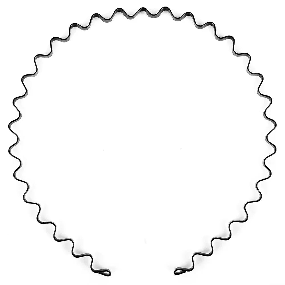 Metal Hair Bands for Men – Wave, Spiral, Circle, Zigzag Designs – Non-Slip, One Size Fits All – Pack of 6