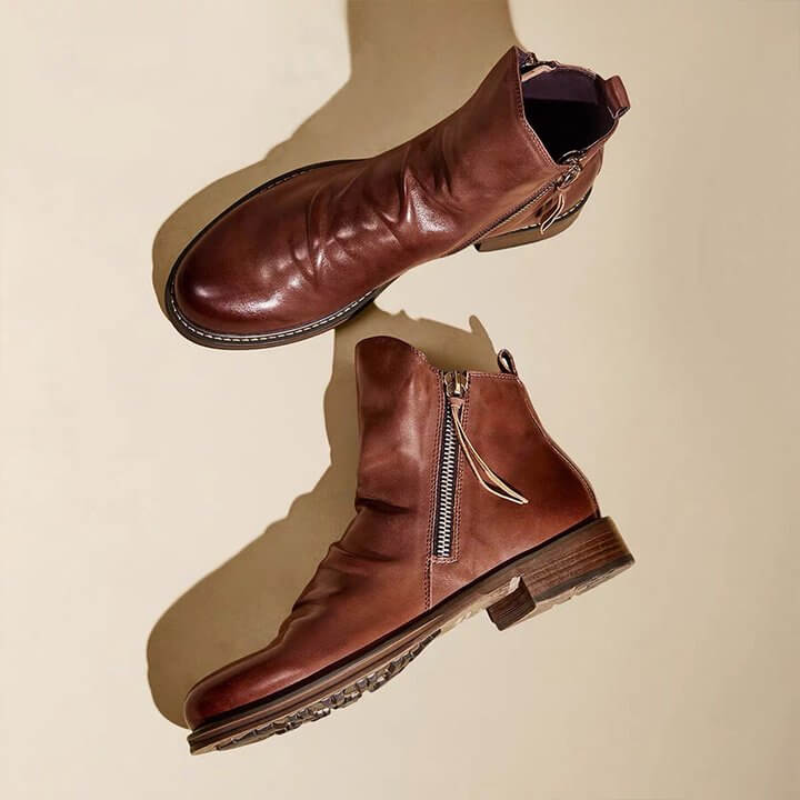 Men's Pointed-Toe Lace-Up Boots with Rubber Outsole – Classic Everyday Footwear for Work & Casual Wear