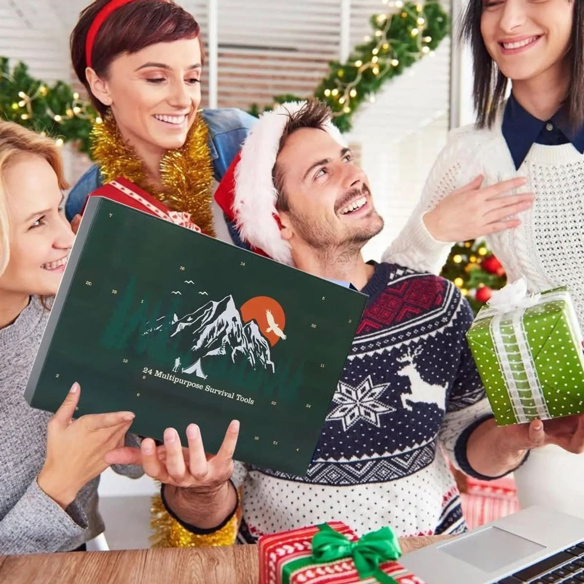 Calendario de Adviento de Navidad para hombre, 24 herramientas de exterior para la aventura