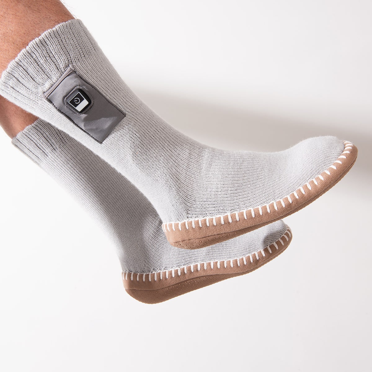 Battery-Powered Heated Slipper Socks with Adjustable Warmth & Grip Sole for Men