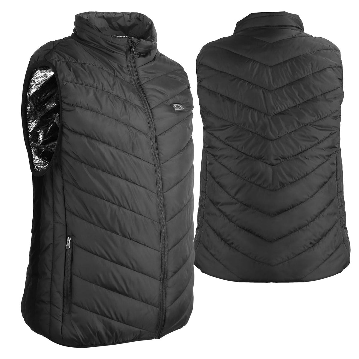 Heated Vest Men With USB Rechargeable Battery Powered Puffer Stand Collar