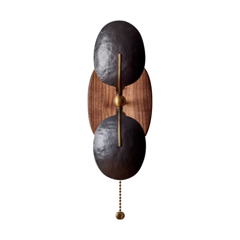 Wood & Metal Reading Sconce with Pull Chain for Bedroom, Hallway & Office | Compact Task Light | 20 in Black Wall Fixture | Thomler