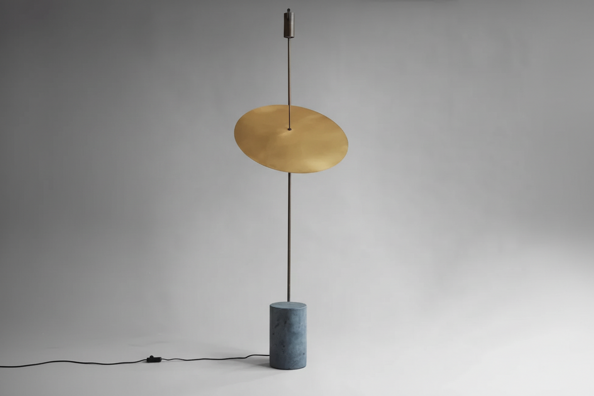 Uplight Downlight Standing Lamp 67 in Tall Green Marble Base Metal Pole Ambient Task Light for Bedroom Office Living Space | Thomler
