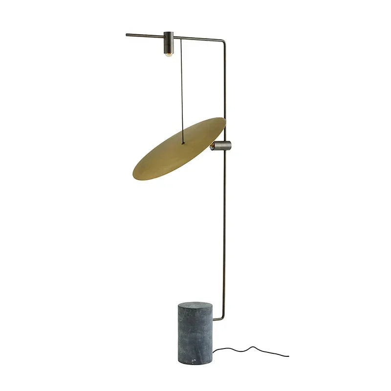 Uplight Downlight Standing Lamp 67 in Tall Green Marble Base Metal Pole Ambient Task Light for Bedroom Office Living Space | Thomler