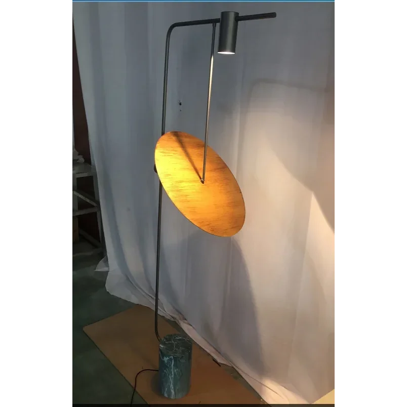 Uplight Downlight Standing Lamp 67 in Tall Green Marble Base Metal Pole Ambient Task Light for Bedroom Office Living Space | Thomler