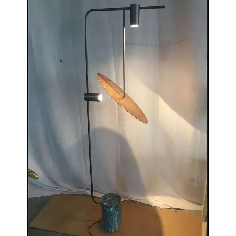 Uplight Downlight Standing Lamp 67 in Tall Green Marble Base Metal Pole Ambient Task Light for Bedroom Office Living Space | Thomler
