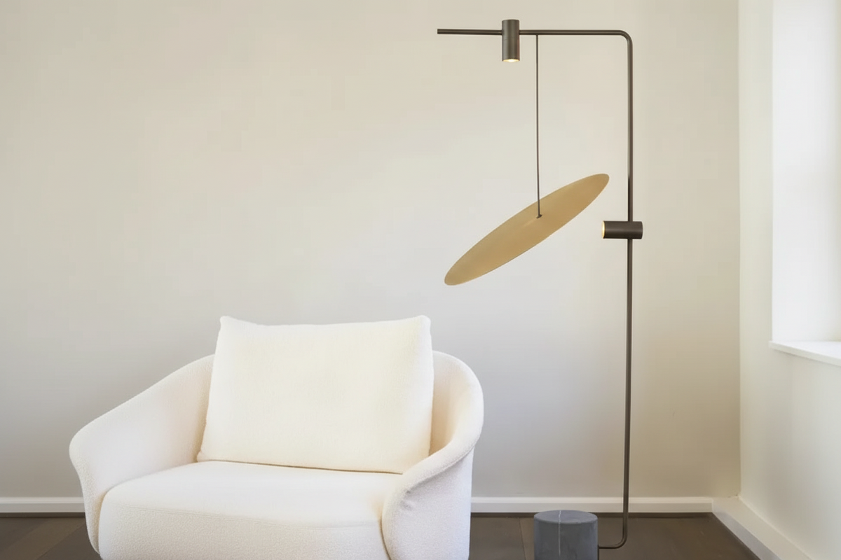 Uplight Downlight Standing Lamp 67 in Tall Green Marble Base Metal Pole Ambient Task Light for Bedroom Office Living Space | Thomler