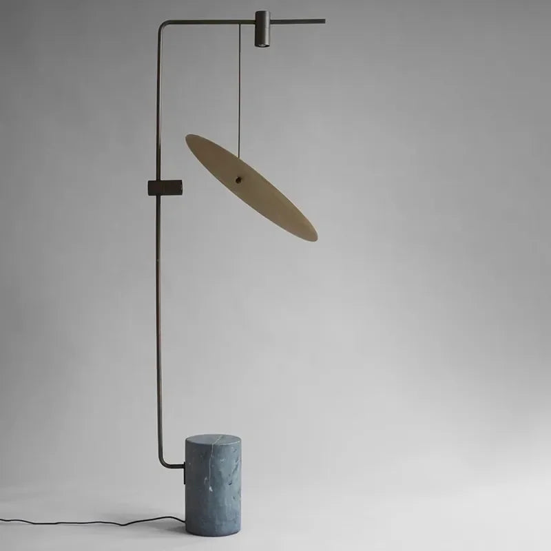 Uplight Downlight Standing Lamp 67 in Tall Green Marble Base Metal Pole Ambient Task Light for Bedroom Office Living Space | Thomler