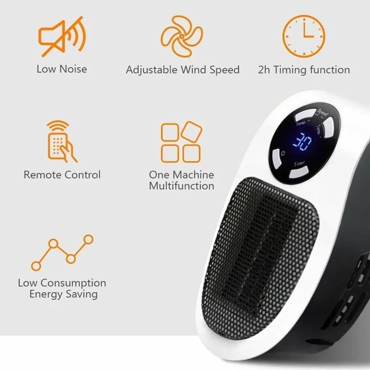 Mini calefactor portátil con pantalla LED y control inteligente de temperatura para una calefacción eficiente