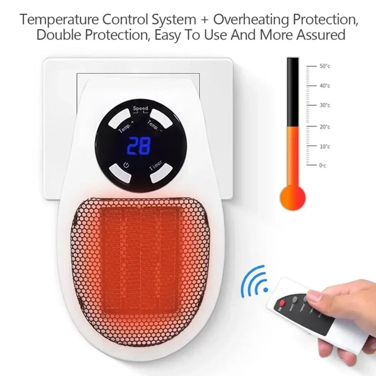 Mini calefactor portátil con pantalla LED y control inteligente de temperatura para una calefacción eficiente