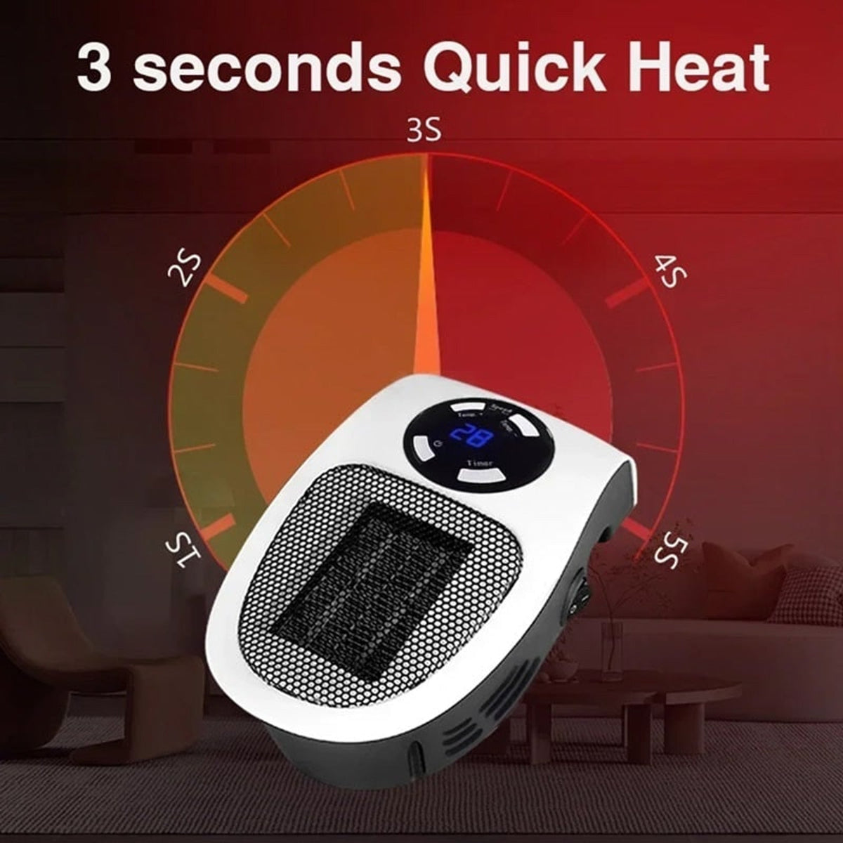 Mini calefactor portátil con pantalla LED y control inteligente de temperatura para una calefacción eficiente
