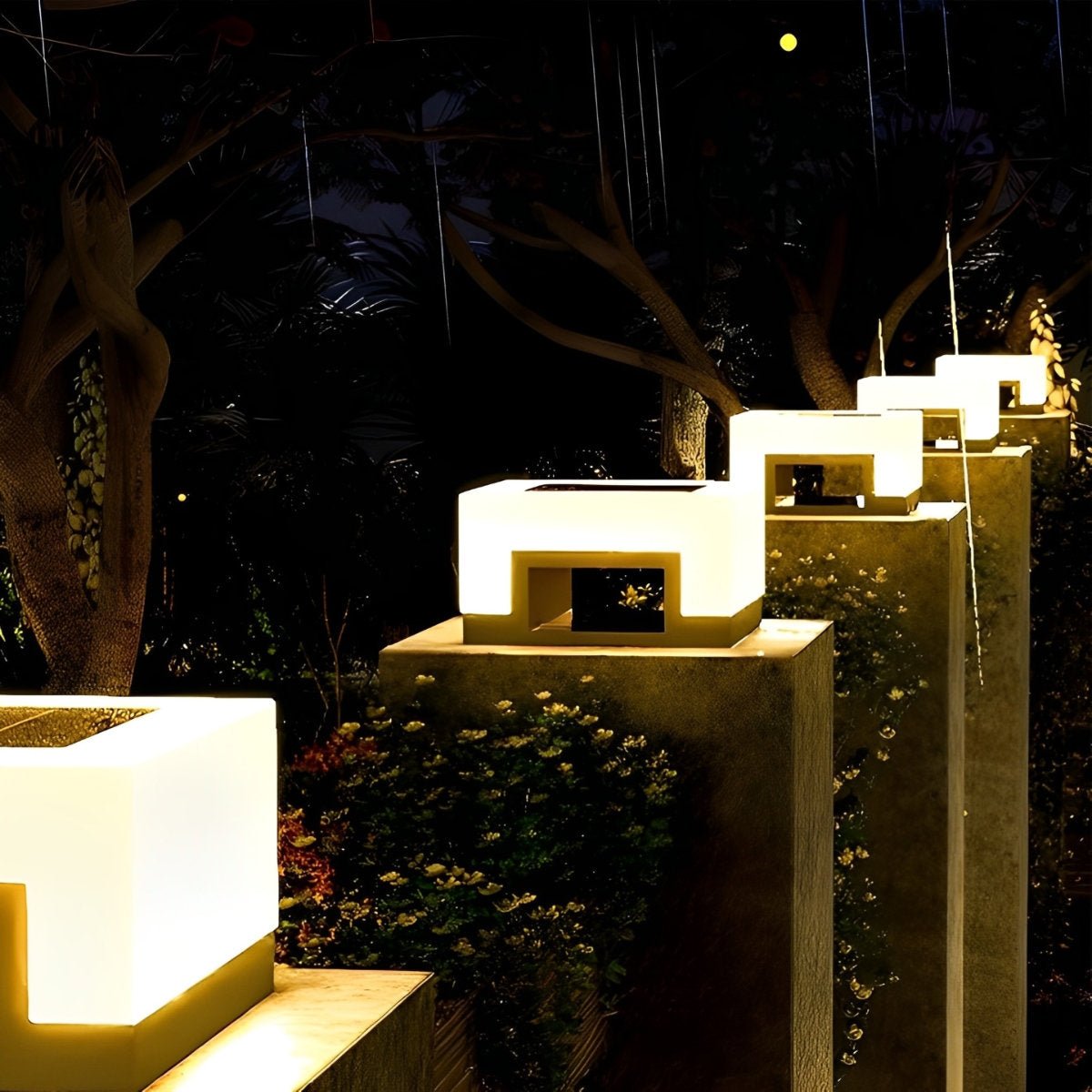 Luz solar LED cuadrada para postes de cercas, entradas y senderos – Estructura de acero inoxidable impermeable para iluminación de patios exteriores | Thomler