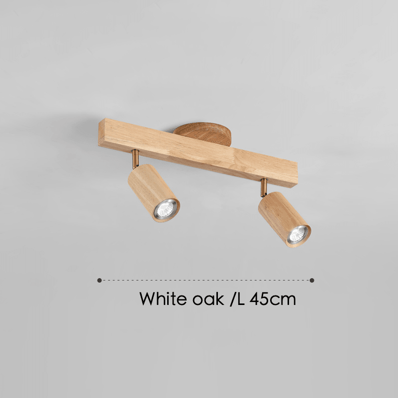 Houten railverlichting met verstelbare spots voor keuken, eetkamer & slaapkamer – 119 cm plafondlamp van natuurlijk hout – 1 tot 5 koppen | Thomler