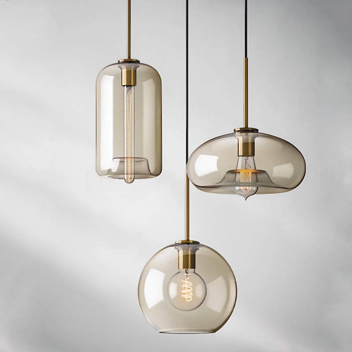 Glass Pendant Light Fixture Hanging Ceiling Lamp 8 Inch Amber Shade Metallic Accent Contemporary Kitchen Island Dining Area Bedroom | Thomler