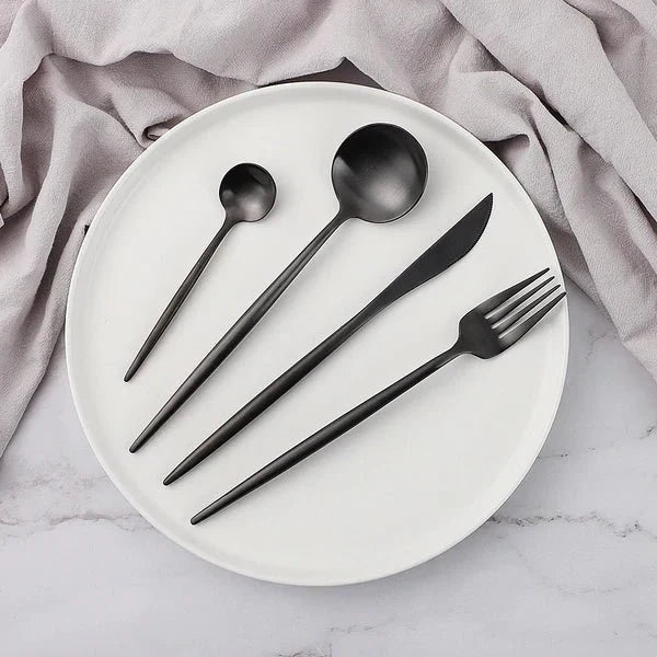 Stainless Steel Flatware Set 24 Pieces with Titanium Mirror Finish for Dining Room Kitchen Table Service Six Settings | Thomler
