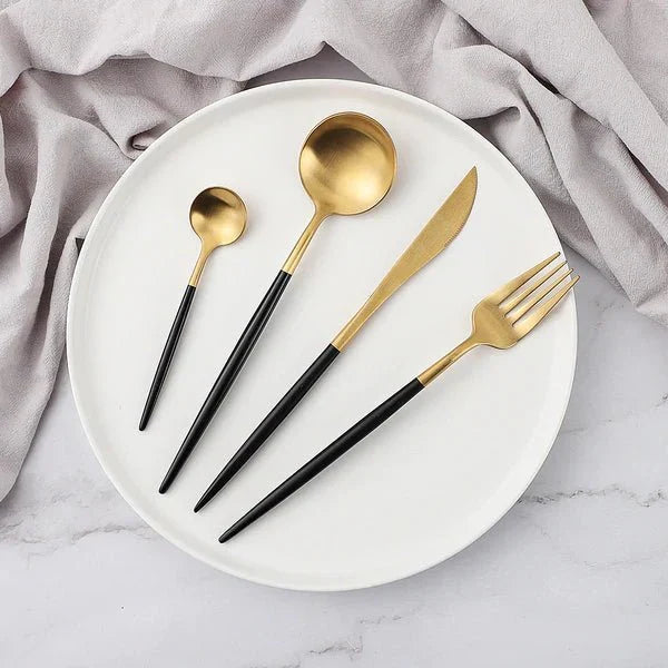 Stainless Steel Flatware Set 24 Pieces with Titanium Mirror Finish for Dining Room Kitchen Table Service Six Settings | Thomler