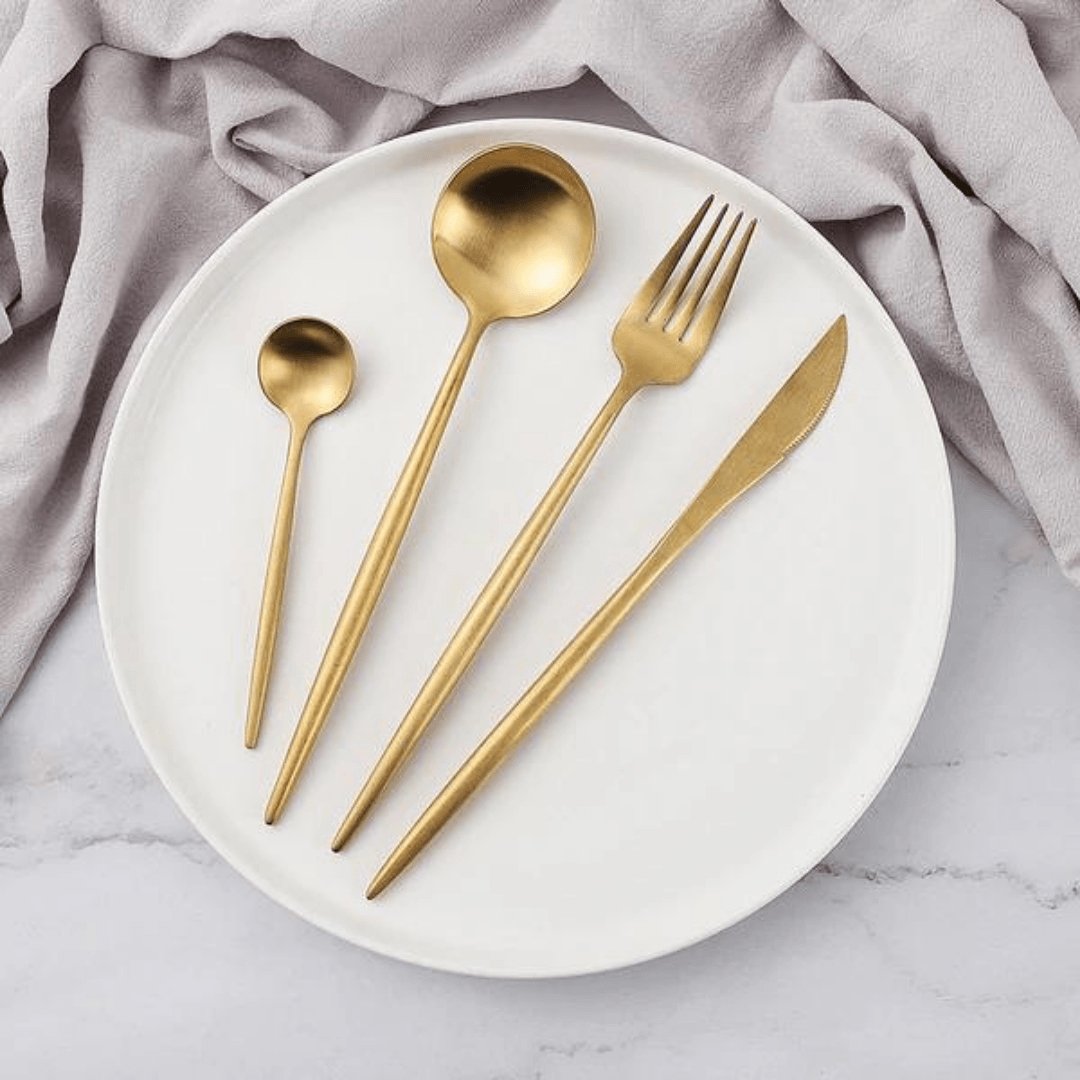 Stainless Steel Flatware Set 24 Pieces with Titanium Mirror Finish for Dining Room Kitchen Table Service Six Settings | Thomler