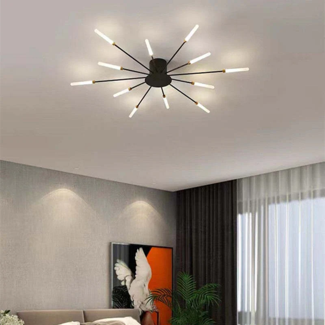 Große LED-Deckenleuchte mit mehreren Leuchtmitteln für Wohnzimmer, Schlafzimmer, Hotels, weißes Metall, Acryl, Unterputz-Innenbeleuchtung, 10–16 m²