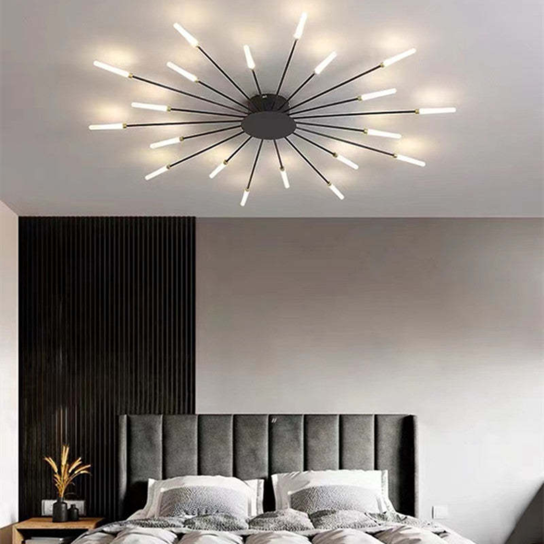 Große LED-Deckenleuchte mit mehreren Leuchtmitteln für Wohnzimmer, Schlafzimmer, Hotels, weißes Metall, Acryl, Unterputz-Innenbeleuchtung, 10–16 m²