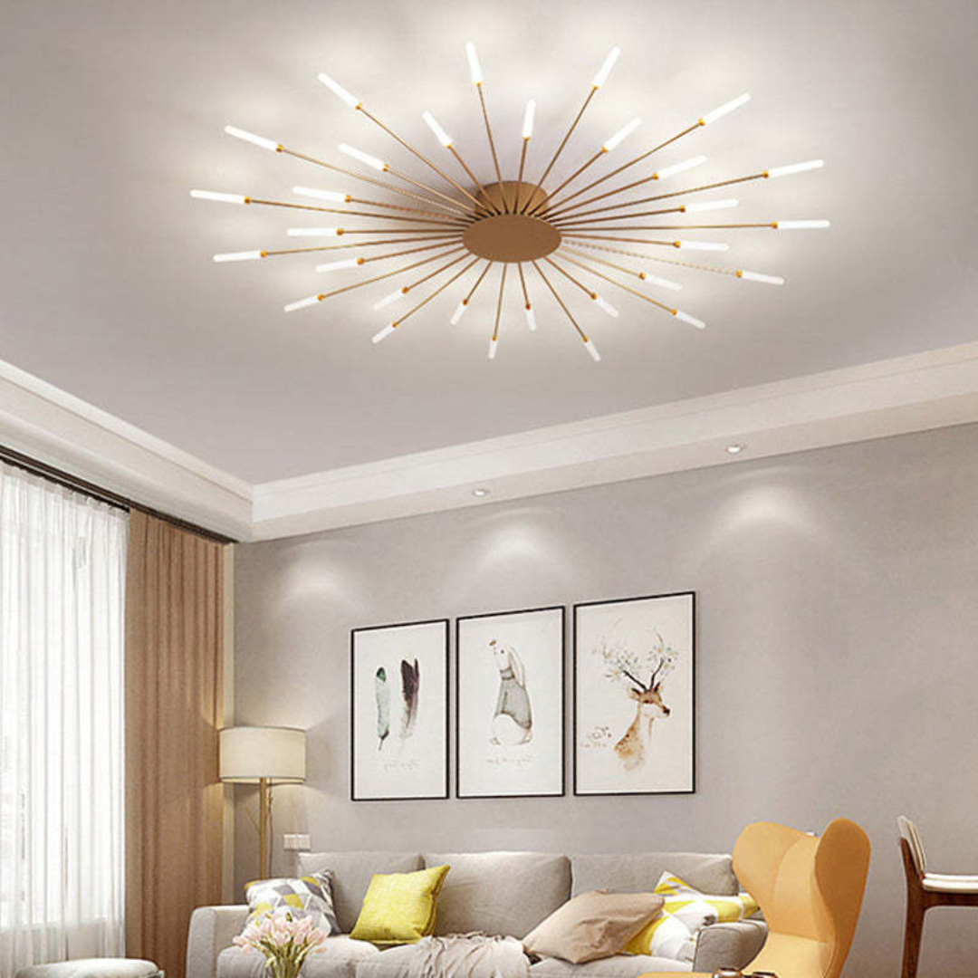 Große LED-Deckenleuchte mit mehreren Leuchtmitteln für Wohnzimmer, Schlafzimmer, Hotels, weißes Metall, Acryl, Unterputz-Innenbeleuchtung, 10–16 m²