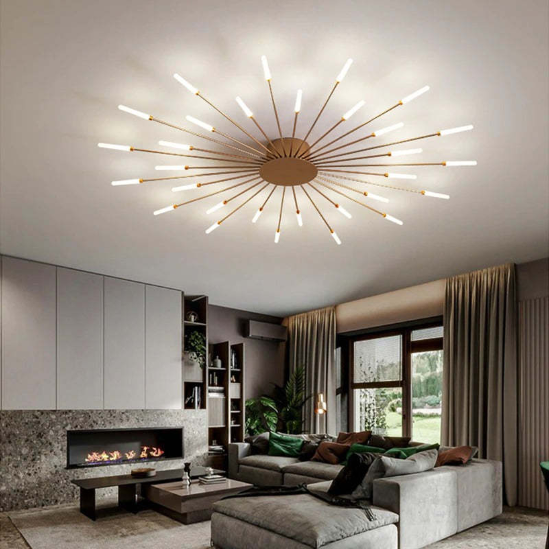 Große LED-Deckenleuchte mit mehreren Leuchtmitteln für Wohnzimmer, Schlafzimmer, Hotels, weißes Metall, Acryl, Unterputz-Innenbeleuchtung, 10–16 m²