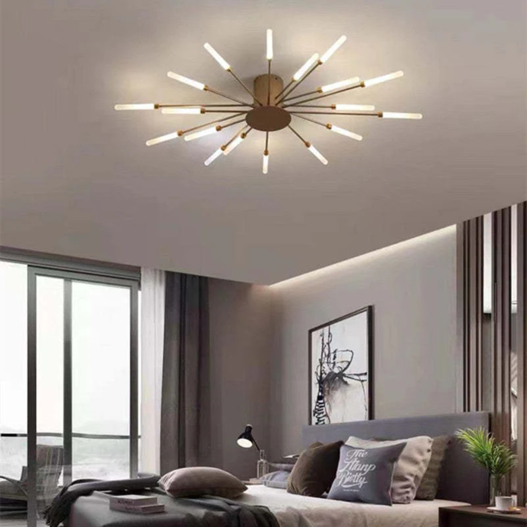 Große LED-Deckenleuchte mit mehreren Leuchtmitteln für Wohnzimmer, Schlafzimmer, Hotels, weißes Metall, Acryl, Unterputz-Innenbeleuchtung, 10–16 m²