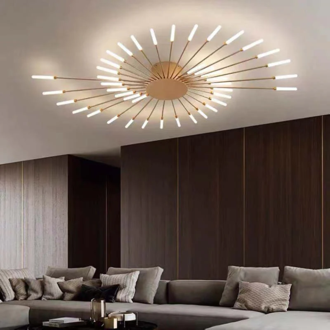 Große LED-Deckenleuchte mit mehreren Leuchtmitteln für Wohnzimmer, Schlafzimmer, Hotels, weißes Metall, Acryl, Unterputz-Innenbeleuchtung, 10–16 m²