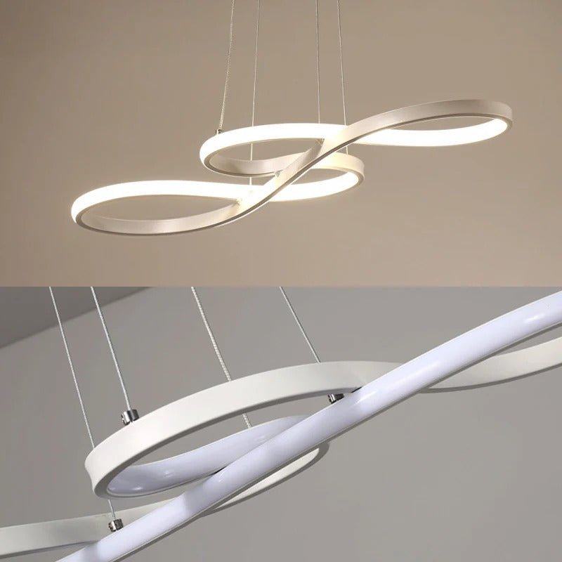 Modern Circle Hanging Fixture with Remote Dimming for Dining Room & Kitchen Island Adjustable Height 47 in Black White Gold Finish Contempor | Thomler