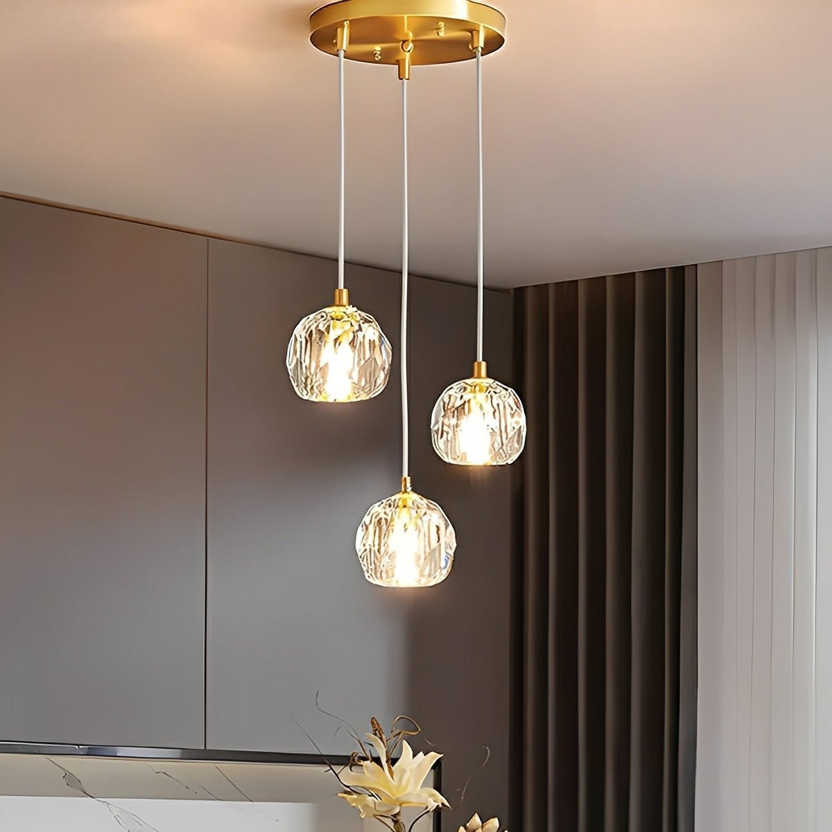 Hanglamp met kristallen accenten en verstelbaar snoer van 198 cm, 5W LED-kroonluchter met drie lichtkleuren voor eetkamers & entrees | Thomler