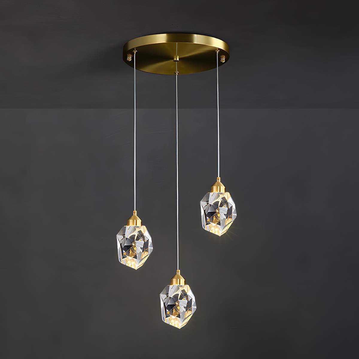 Hanglamp met kristallen accenten en verstelbaar snoer van 198 cm, 5W LED-kroonluchter met drie lichtkleuren voor eetkamers & entrees | Thomler