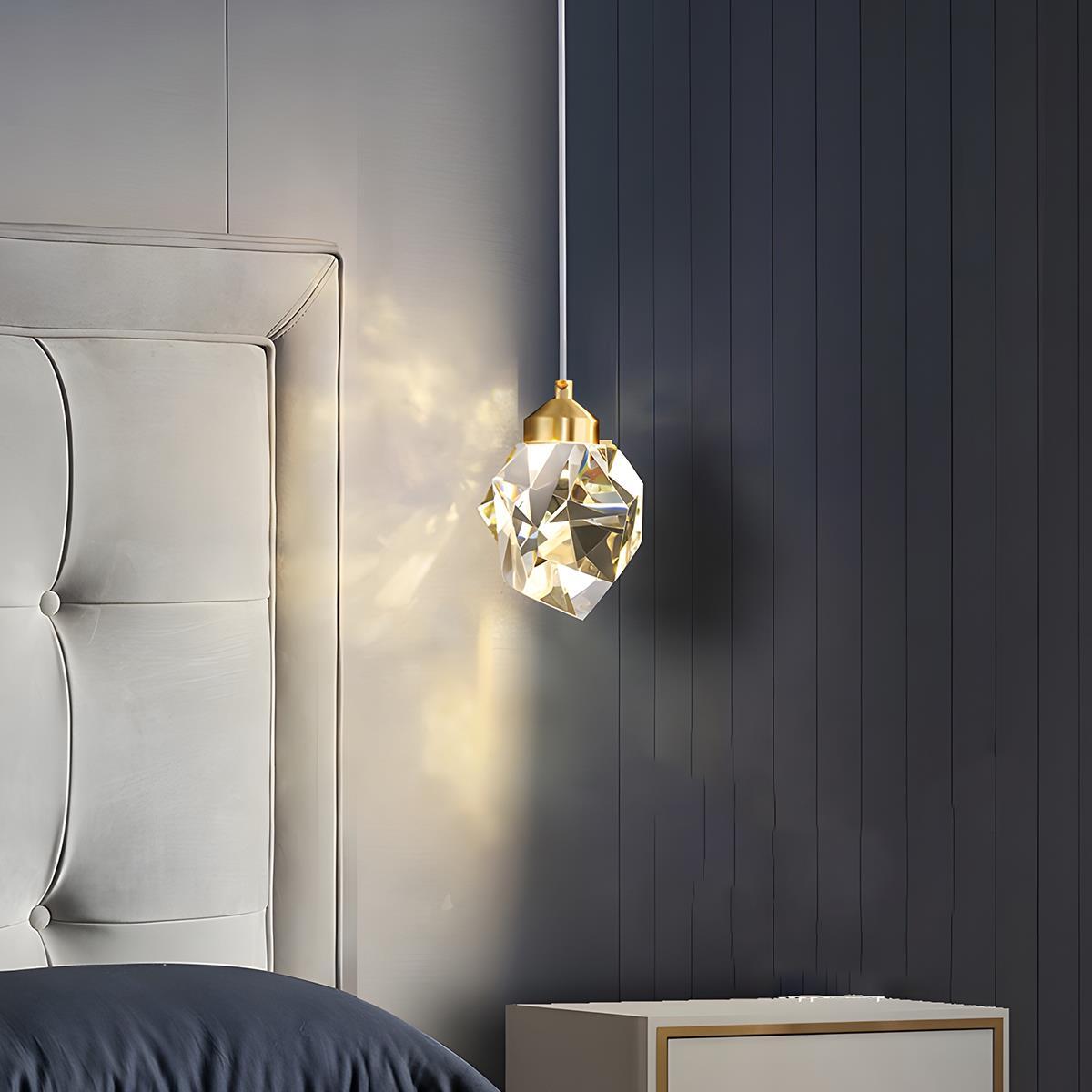 Hanglamp met kristallen accenten en verstelbaar snoer van 198 cm, 5W LED-kroonluchter met drie lichtkleuren voor eetkamers & entrees | Thomler
