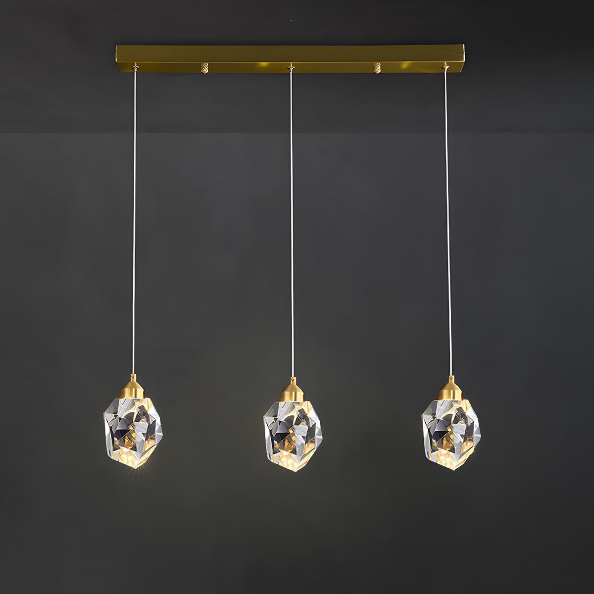 Hanglamp met kristallen accenten en verstelbaar snoer van 198 cm, 5W LED-kroonluchter met drie lichtkleuren voor eetkamers & entrees | Thomler