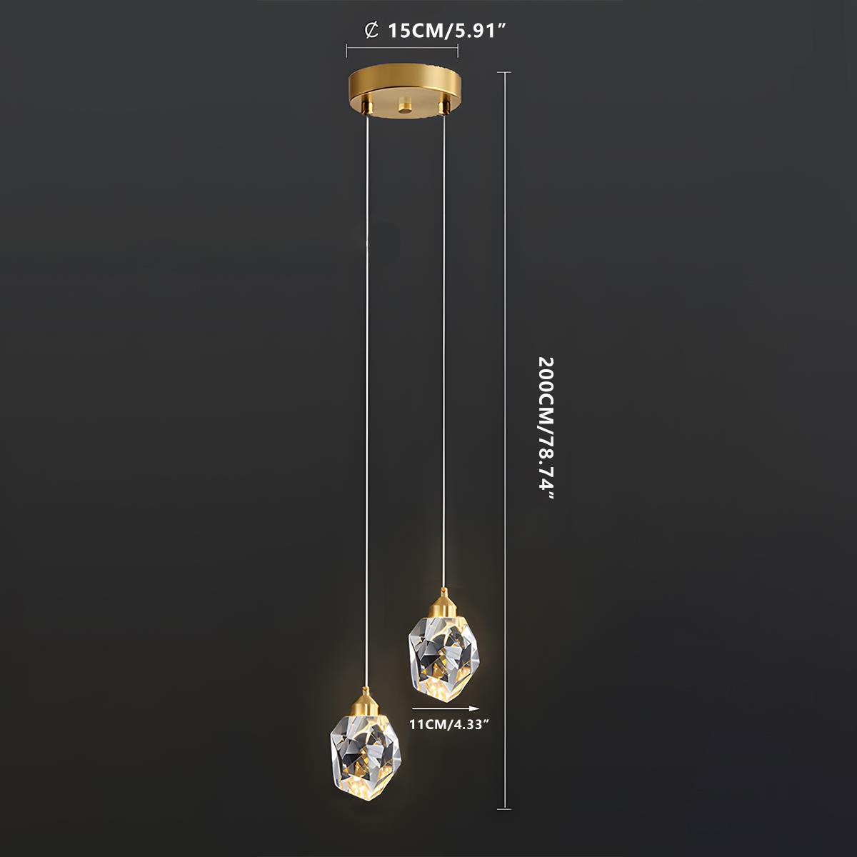 Hanglamp met kristallen accenten en verstelbaar snoer van 198 cm, 5W LED-kroonluchter met drie lichtkleuren voor eetkamers & entrees | Thomler
