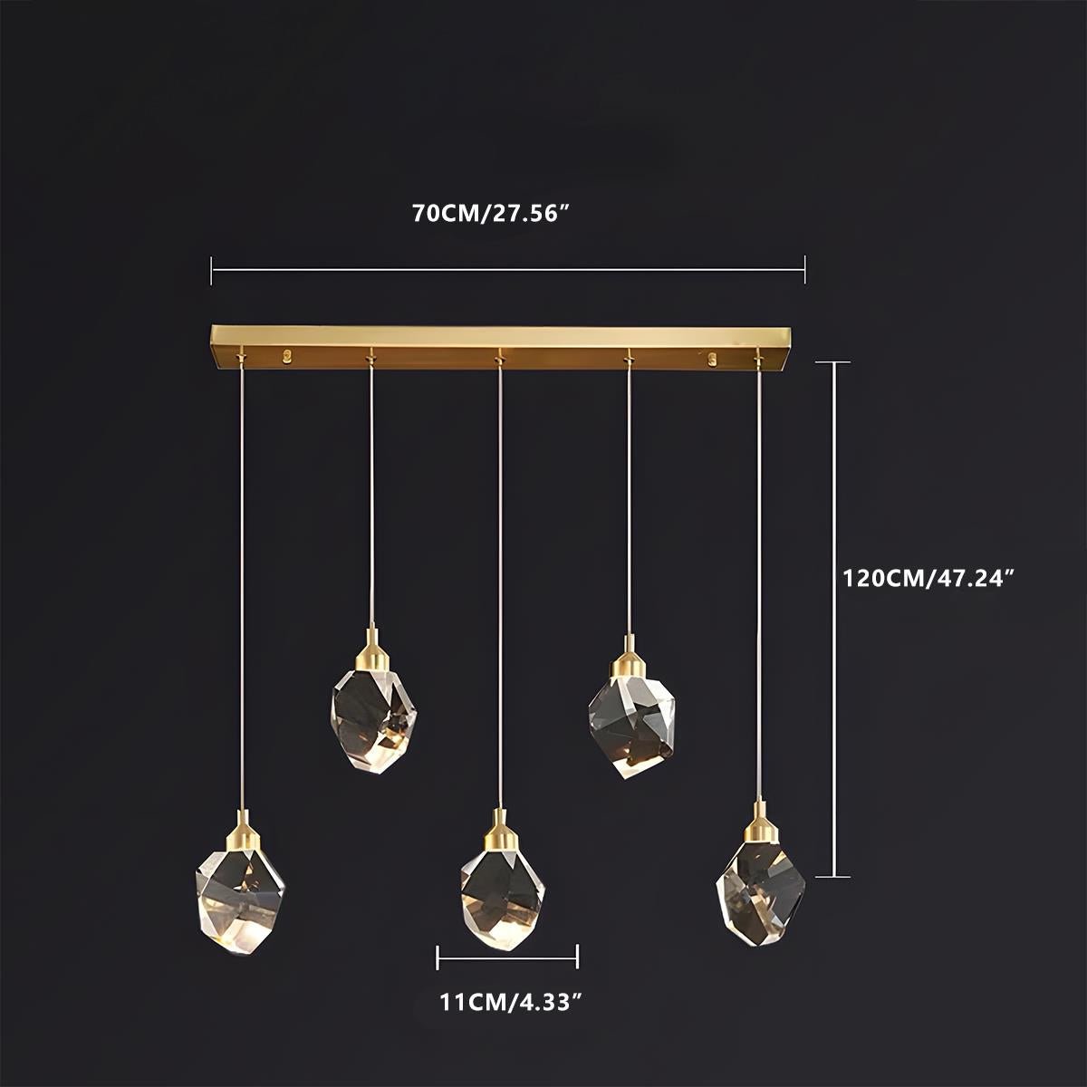 Hanglamp met kristallen accenten en verstelbaar snoer van 198 cm, 5W LED-kroonluchter met drie lichtkleuren voor eetkamers & entrees | Thomler