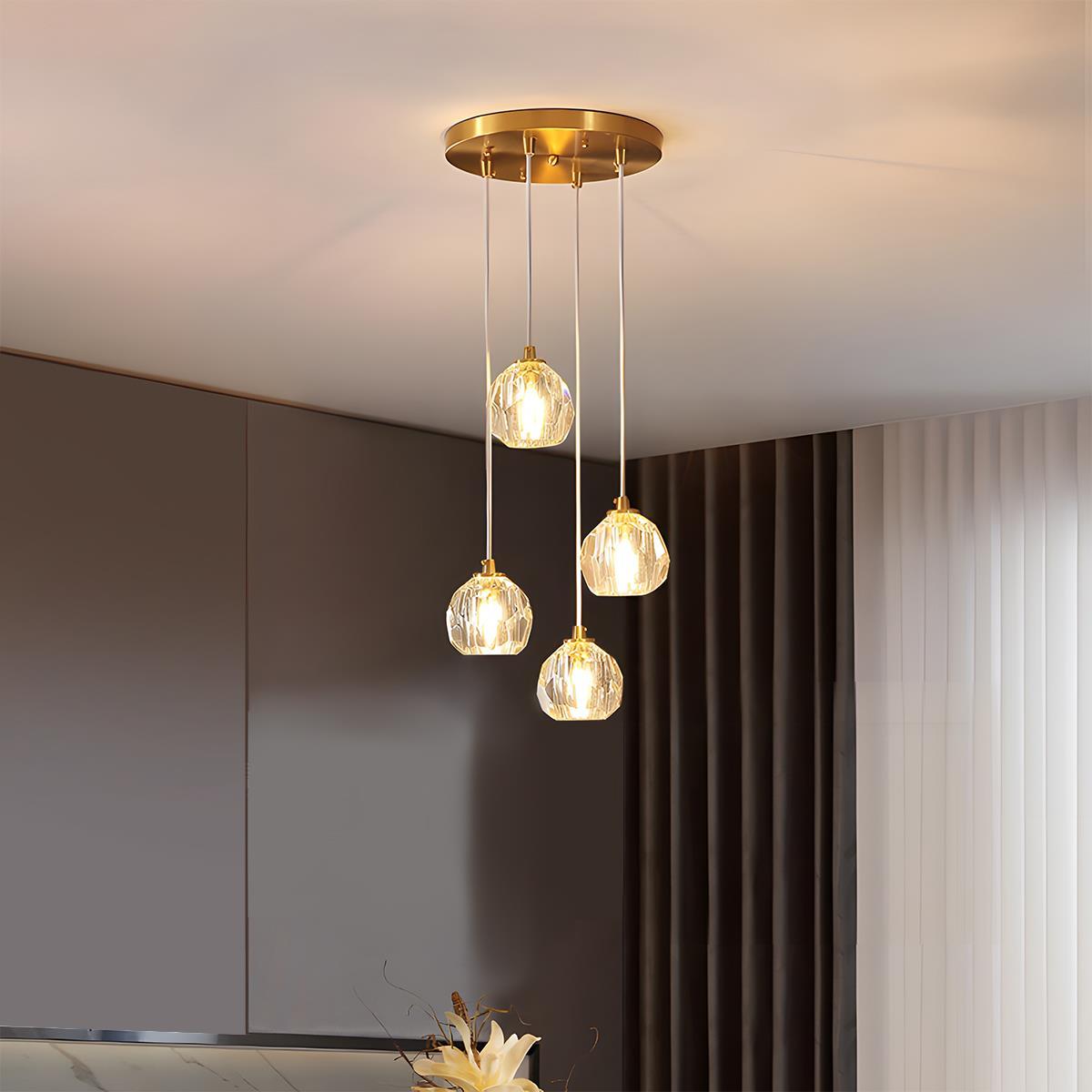 Hanglamp met kristallen accenten en verstelbaar snoer van 198 cm, 5W LED-kroonluchter met drie lichtkleuren voor eetkamers & entrees | Thomler