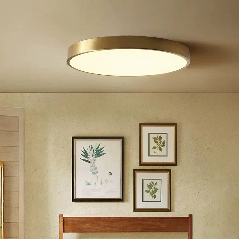 Bronze Flush Mount Ceiling Light Round 12 in Low Profile Copper Fixture for Bedroom Kitchen Hallway Minimalist Modern Home Lighting | Thomler