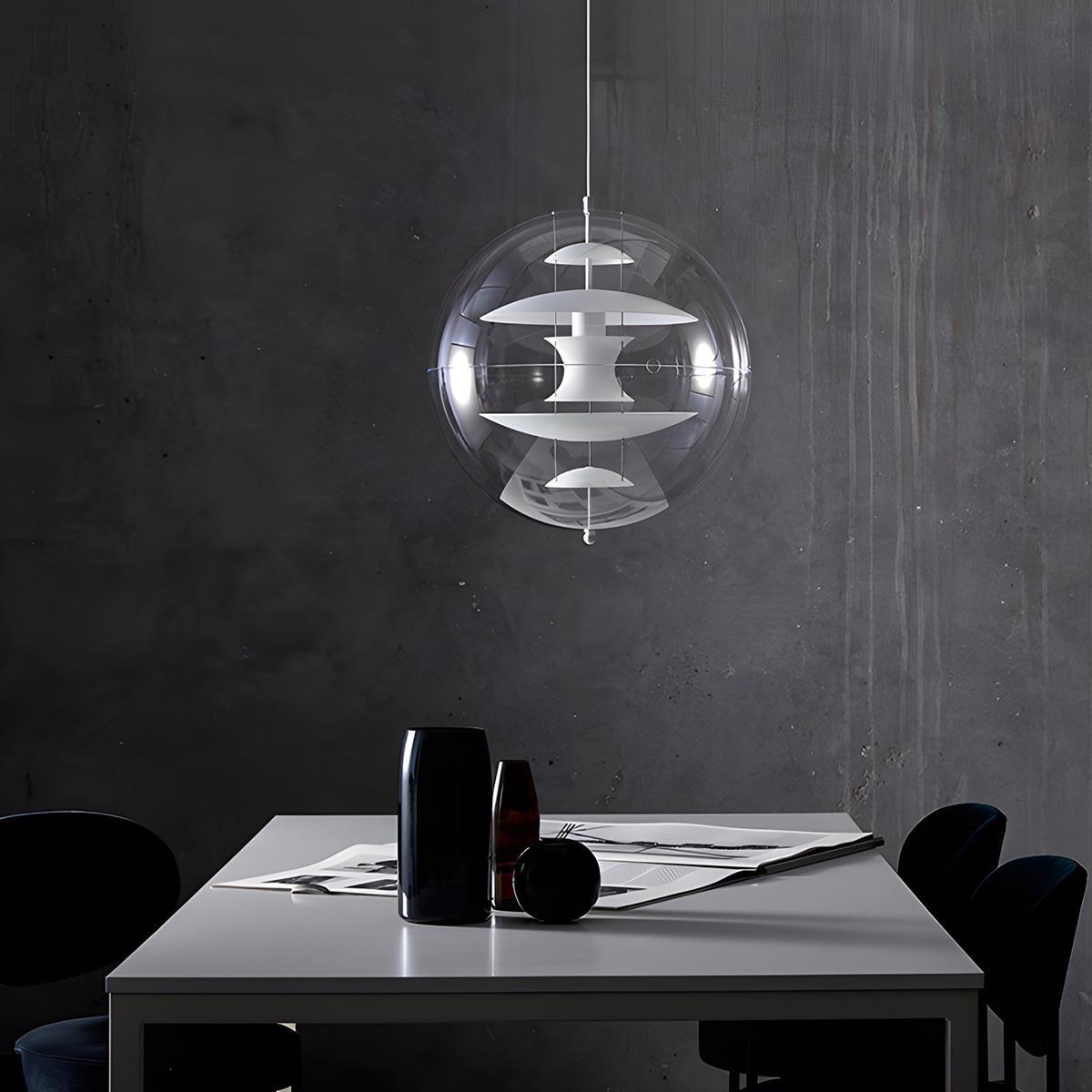 Kugelförmige LED-Pendelleuchte, 16 Zoll, klares Acryl mit goldenem Innenraum, höhenverstellbare Hängelampe für Kücheninsel, Esstisch, Wohnzimmer, Bar | Thomler