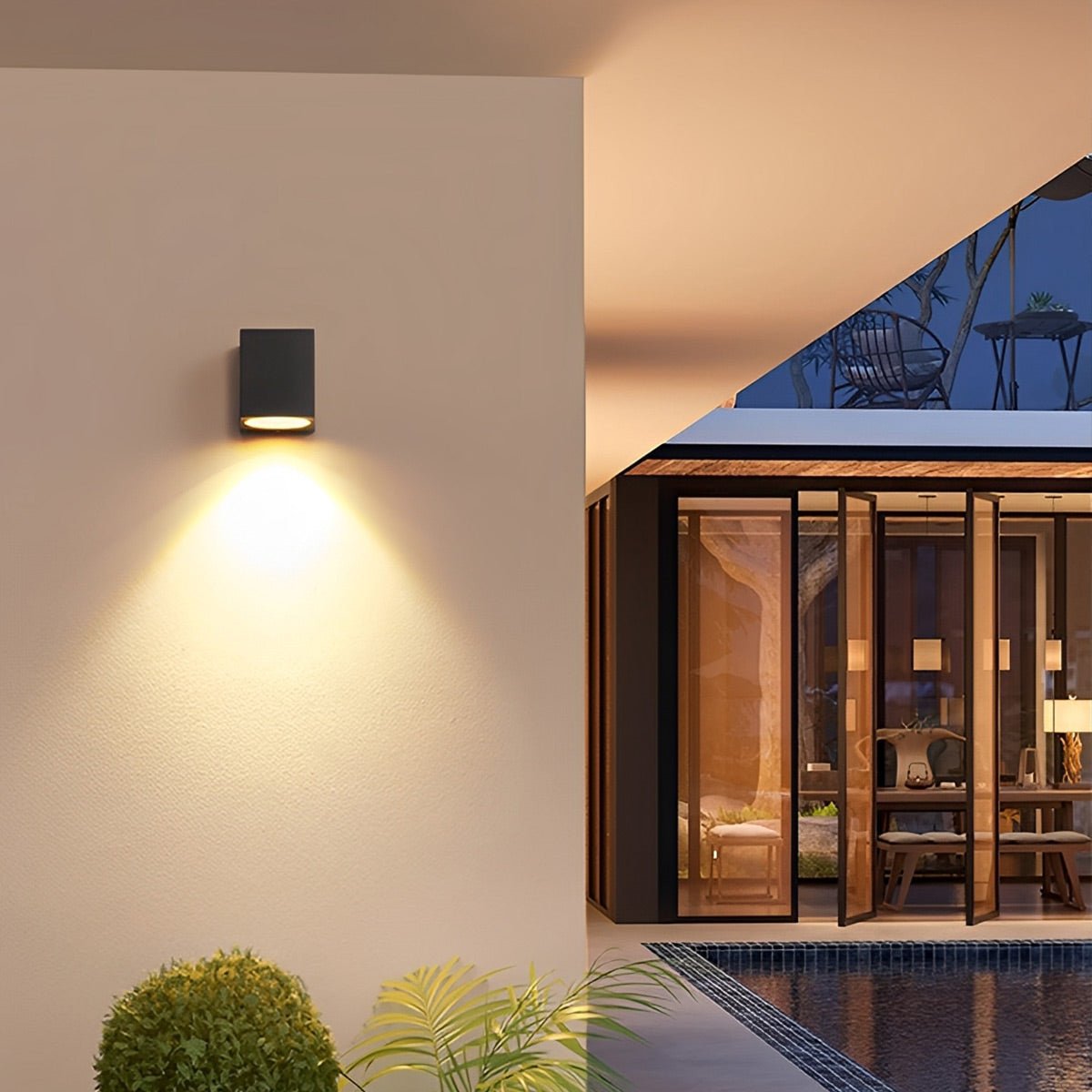 Outdoor LED Uplight Downlight Sconce 6W Aluminum Black Fixture Warm White for Patios Walkways Villa Facades Modern Architectural Accent | Thomler