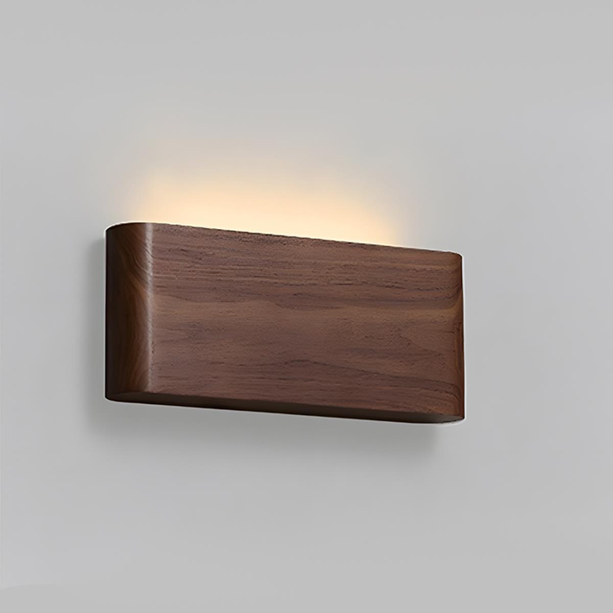 Rechteckige LED-Wandleuchte aus Walnussholz, 8 Zoll, einstellbare Lichtmodi, Schlafzimmer, Flur, Wohnzimmer, modern, minimalistisch, Japandi, skandinavisch, Innenbereich | Thomler