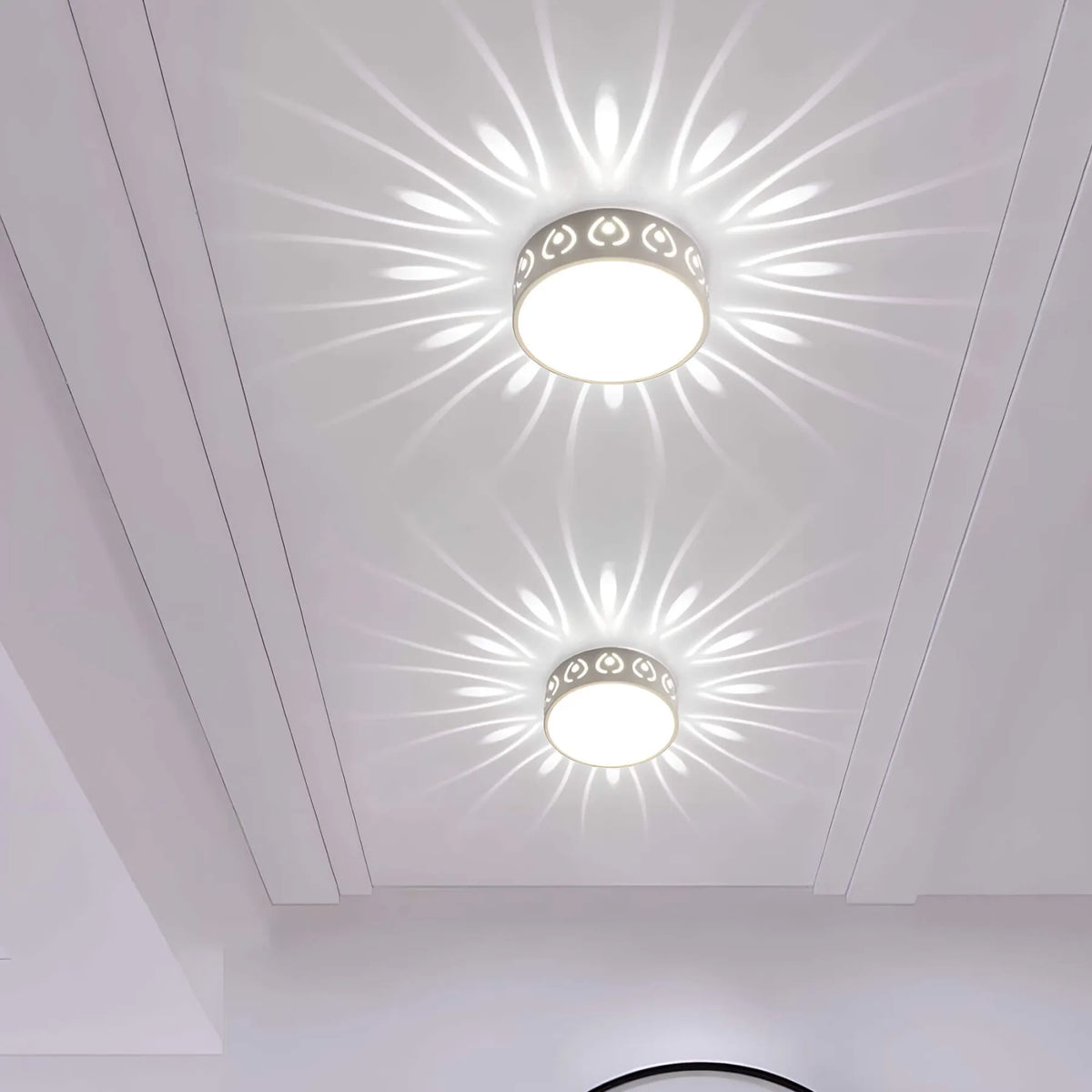 LED Flush Mount Ceiling Light with Crystal Acrylic Prism Pattern for Foyer Entryway Hallway Selectable Warm Cool White Surface Install | Thomler