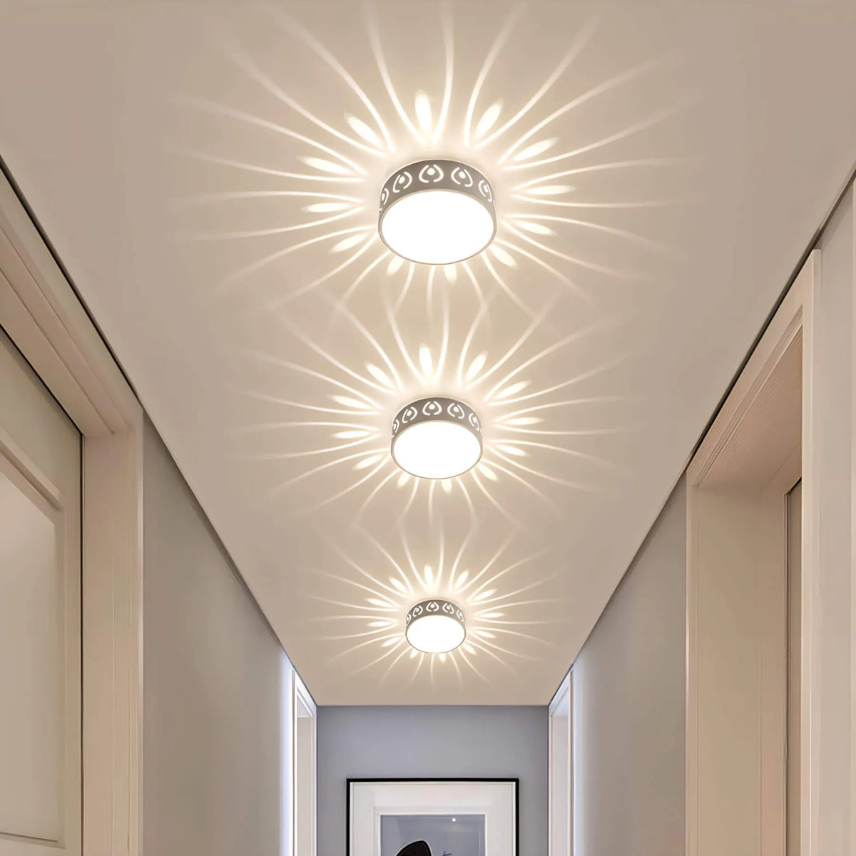 LED Flush Mount Ceiling Light with Crystal Acrylic Prism Pattern for Foyer Entryway Hallway Selectable Warm Cool White Surface Install | Thomler