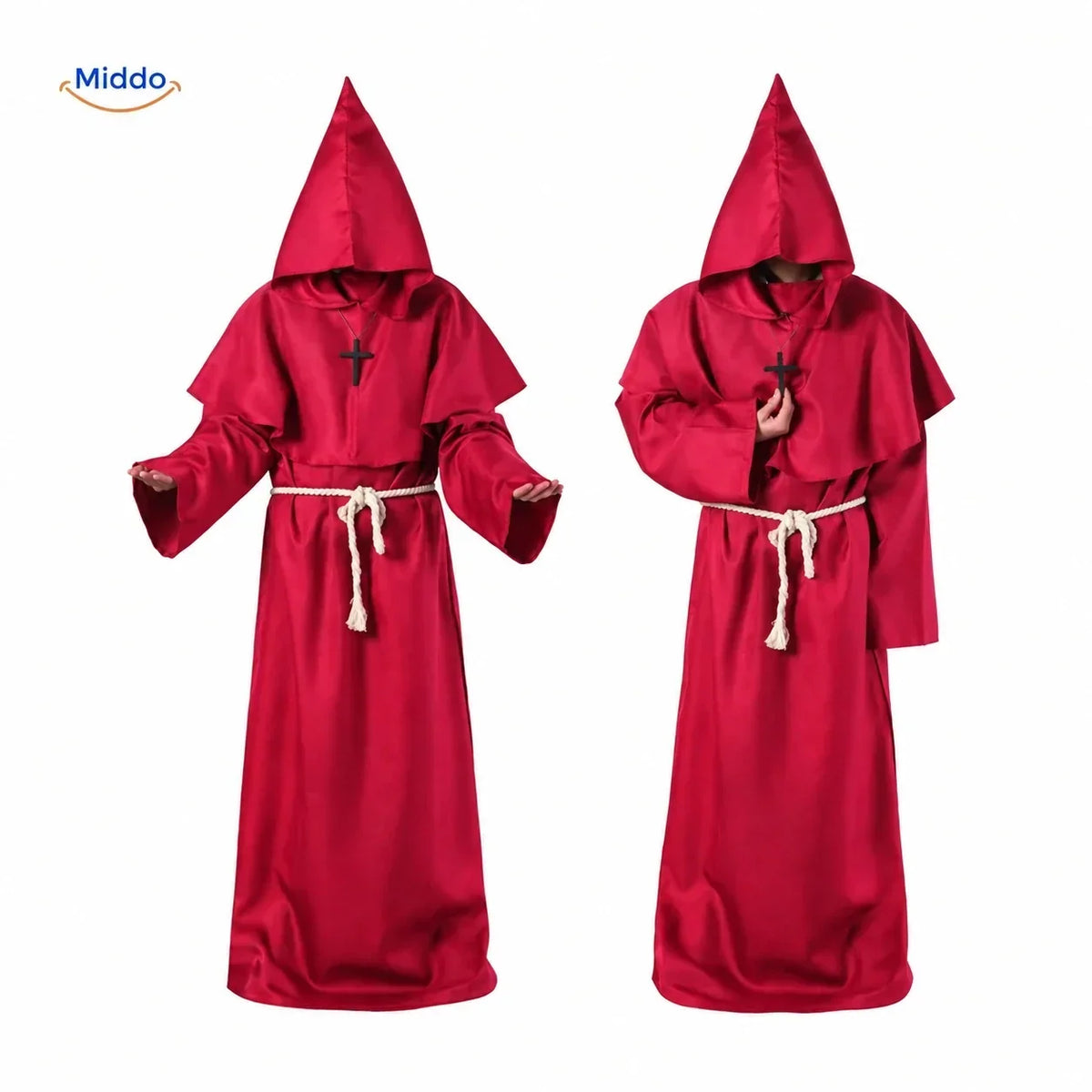 Hooded Monk Robe Costume – Medieval Style Cosplay Outfit for Halloween, Cosplay & Theater