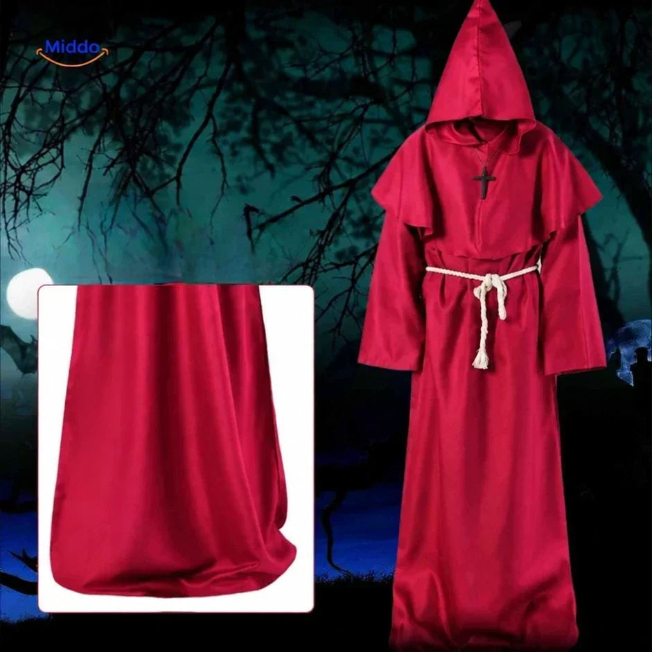 Hooded Monk Robe Costume – Medieval Style Cosplay Outfit for Halloween, Cosplay & Theater