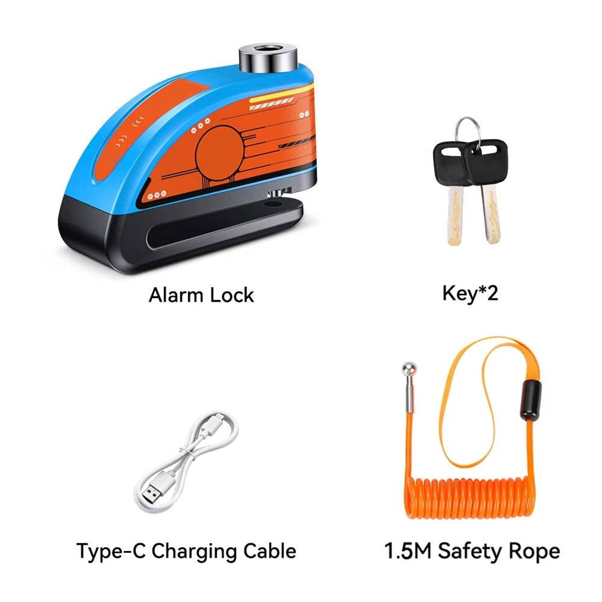 Alarma de bloqueo de disco para motocicleta con sensor de movimiento de 120dB y cuerpo impermeable