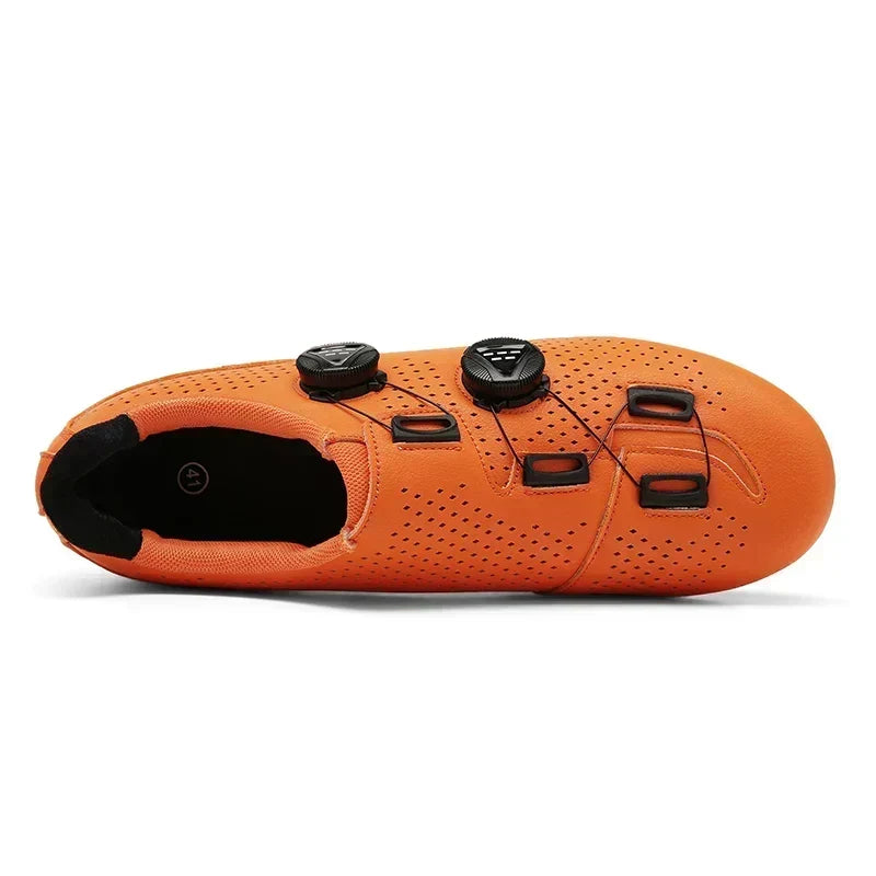 Fietsschoenen met dubbele draaisluiting voor wielrennen en mountainbiken – Ademend synthetisch leer met rubberen zool voor dames en heren