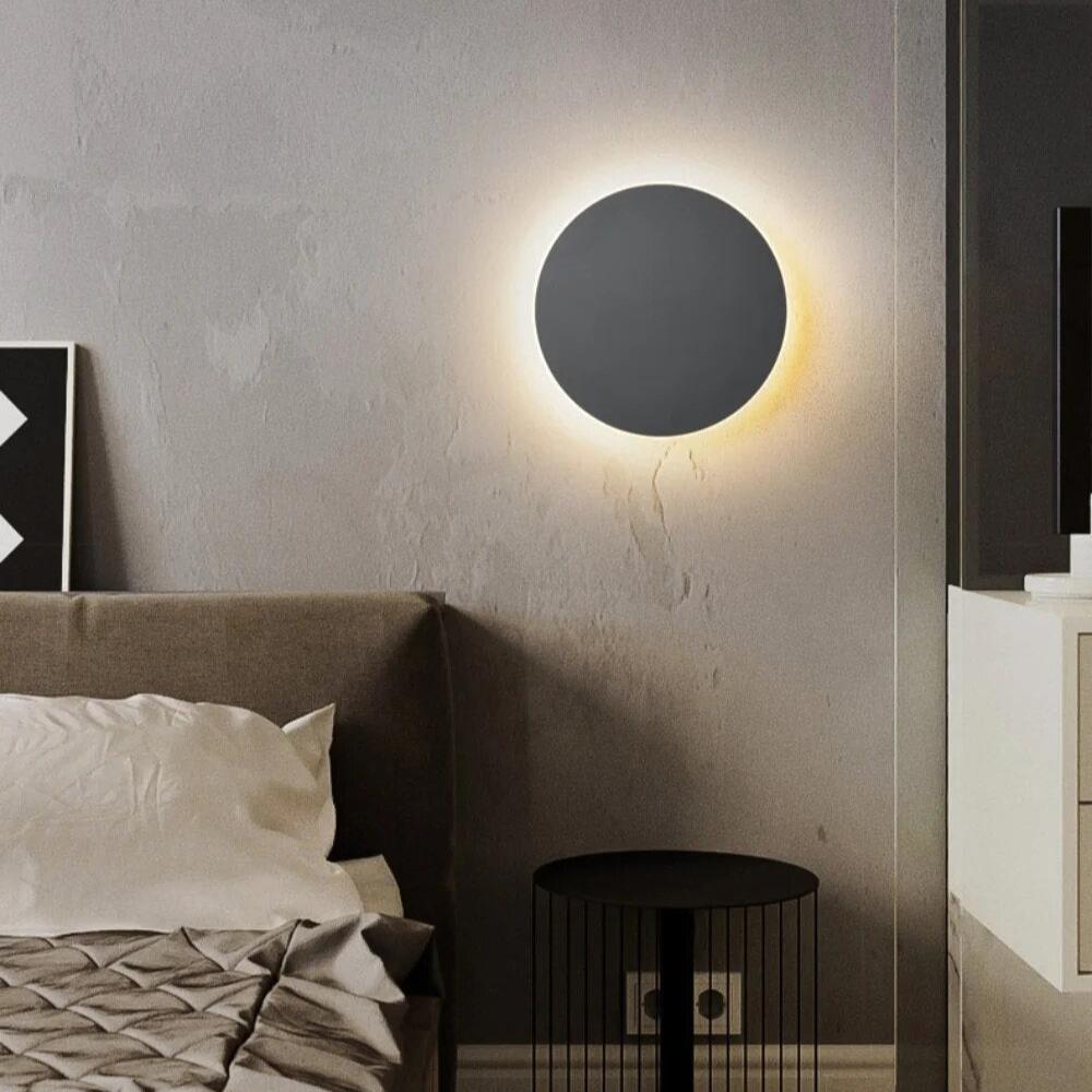 Round LED Sconce 10W Aluminum Fixture 12 Inch Warm White Light for Bedroom Hallway Living Room Modern Minimalist Touch Control or Standard S | Thomler
