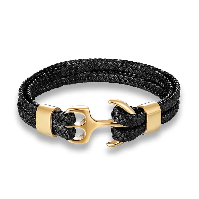 Leren polsband met marine-ankerhanger voor heren | Verstelbaar accessoire voor zowel casual als formele gelegenheden | Roestvrijstalen details